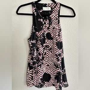 A.L.C. Burgundy and Black Patterned Top